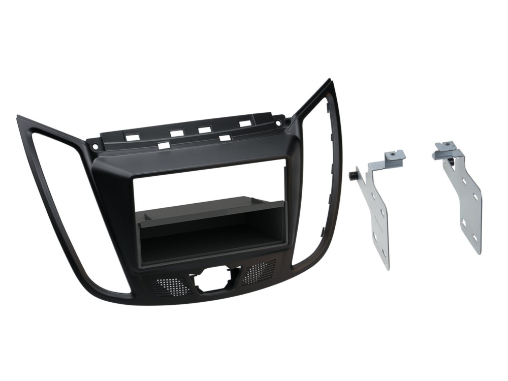 Monteringsram för 2-DIN enhet, passar Ford C-MAX/Kuga, svart plast med fästen.