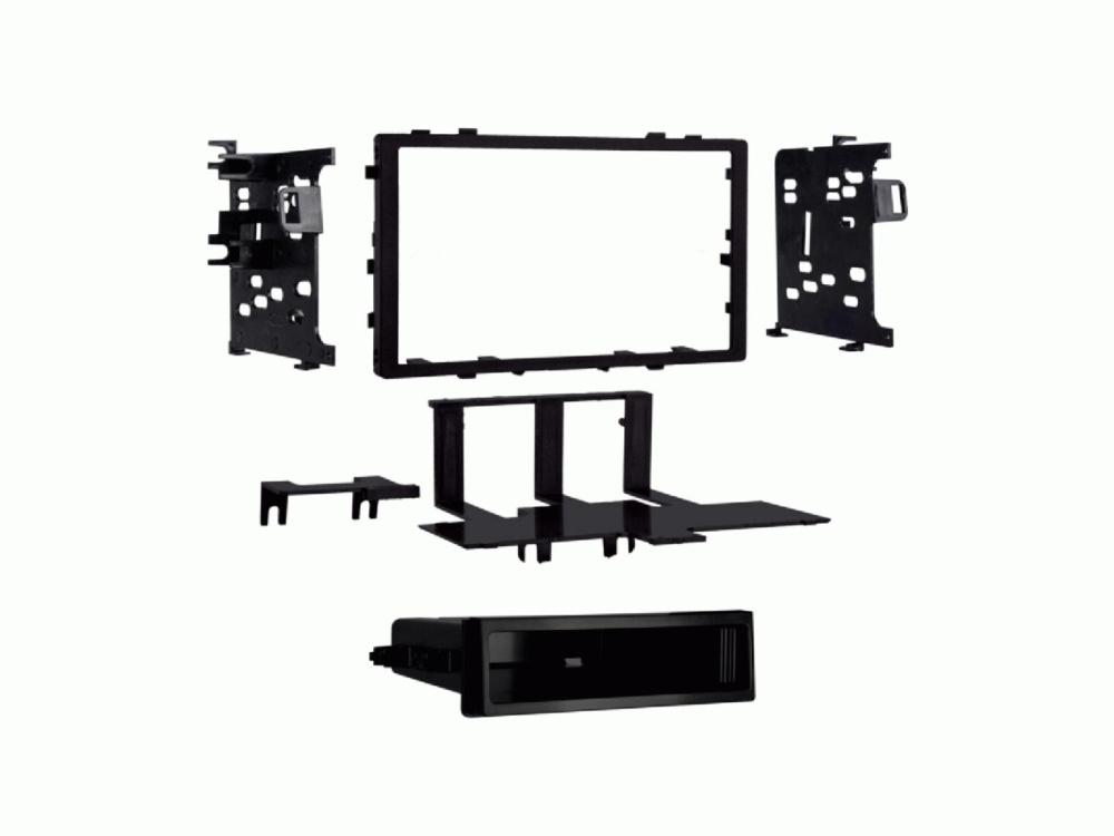 Monteringsram 2-DIN med prylfack, svart