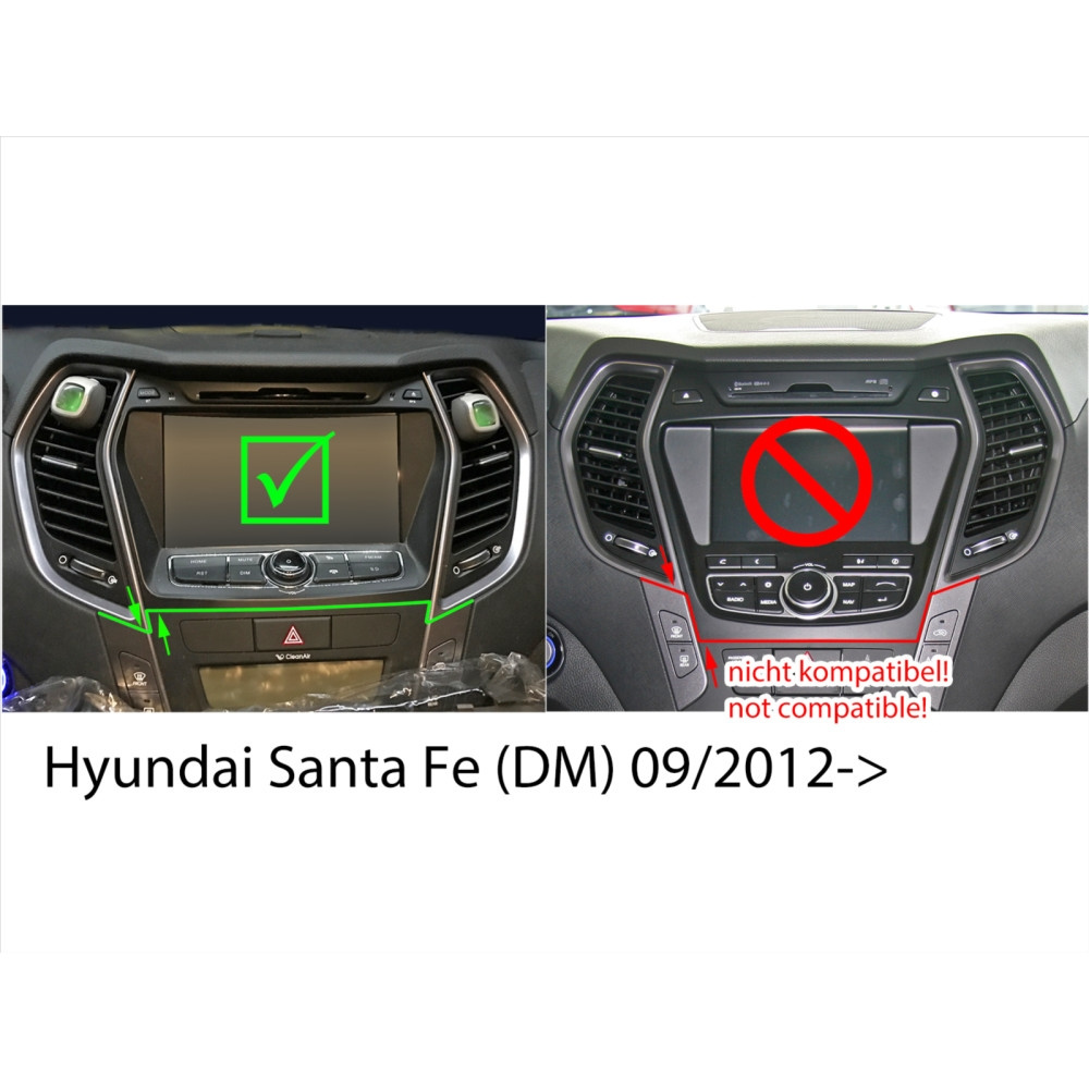 Monteringsram 2-DIN med prylfack, Hyundai Santa Fe svart