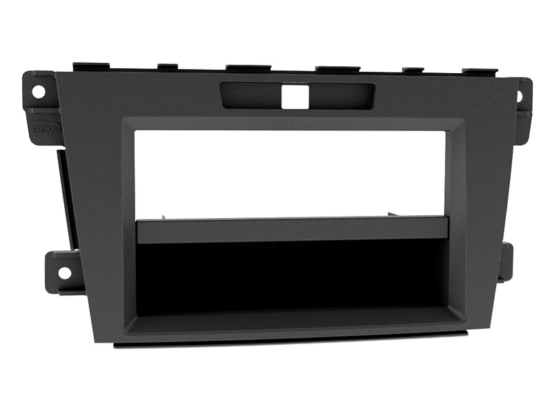 Monteringsram 1-din för CX7, 2009, svart plast med nedre hylla.