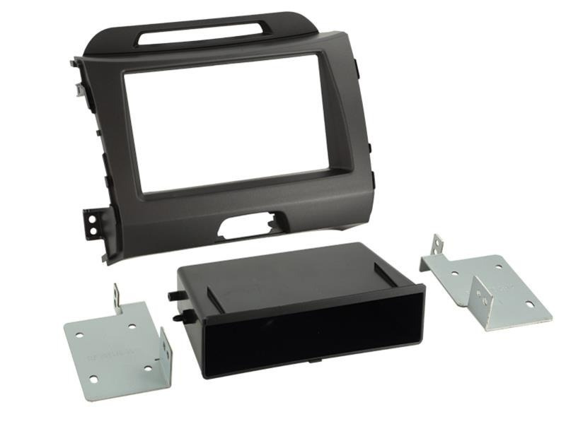 Monteringsram för 2-DIN radio, mörkgrå, passar Kia Sportage 2010-2016.