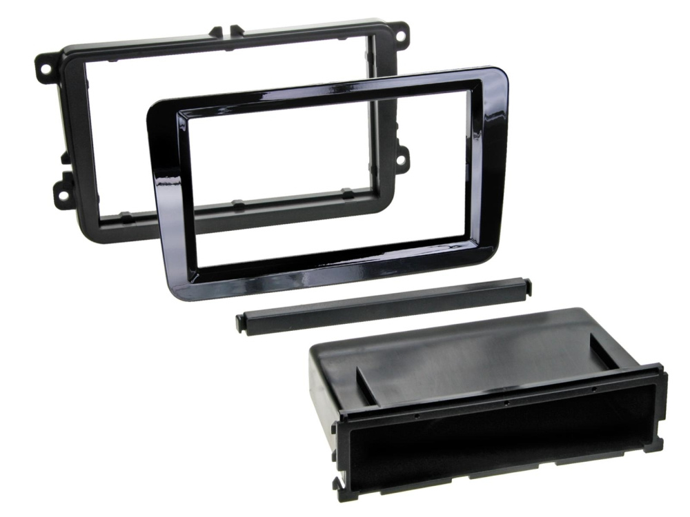 Monteringsram 2-DIN Seat/Skoda/VW, piano black