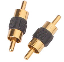 RCA skarv hane-hane med guldfärgade kontakter och svart plastgrepp.