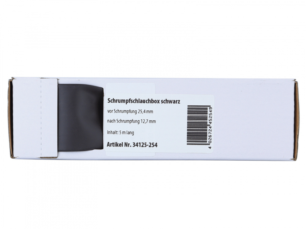 Krympslang svart, 25.4 mm - 12.7 mm, 5 meter i förpackning.