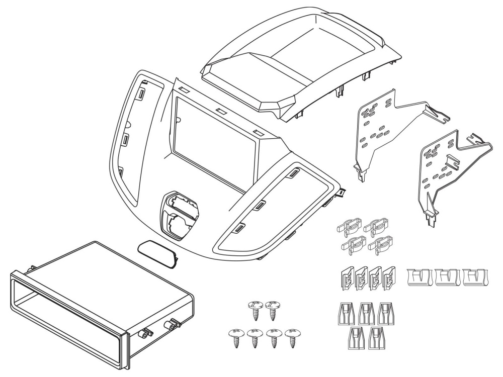 Monteringsram 2-DIN med prylfack Ford Transit V363