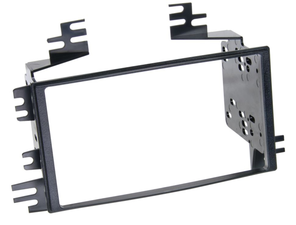 Monteringsram för dubbel-din radio, svart plast, för Kia Sportage/Rio 2005-2009.