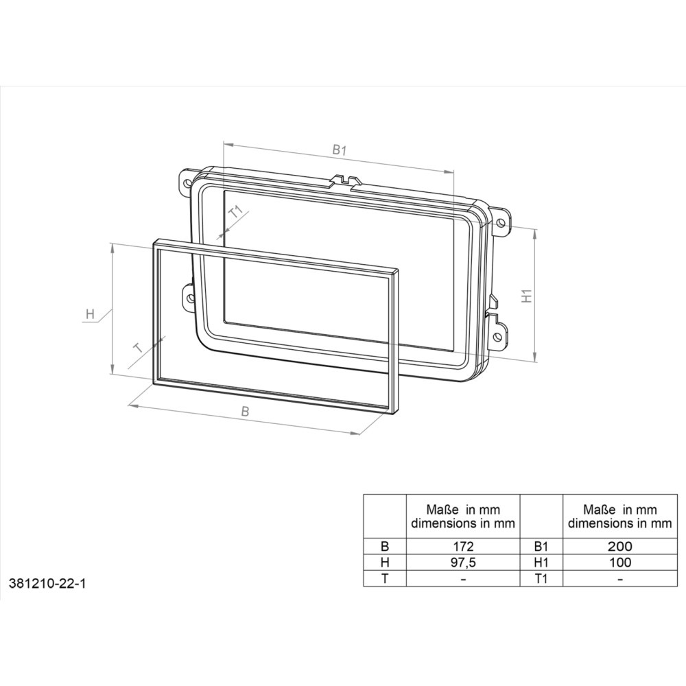 Monteringsram 2-DIN Nissan/Renault, piano black