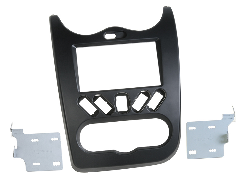 Monteringsram för 2-din stereo, svart plast, för Dacia Duster 2010.