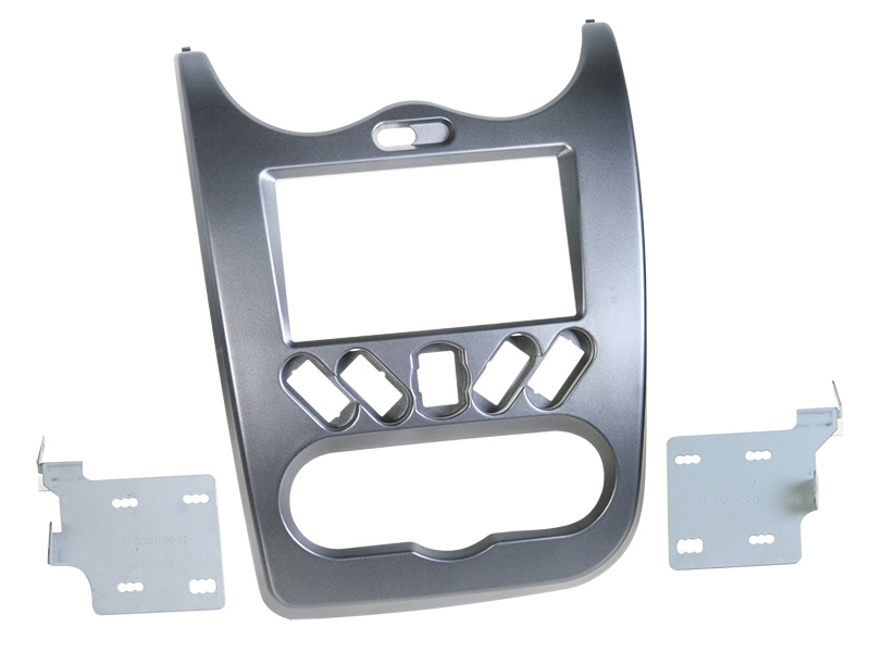Monteringsram för 2-din stereo, grå, till Dacia Duster Ambiance 2010.