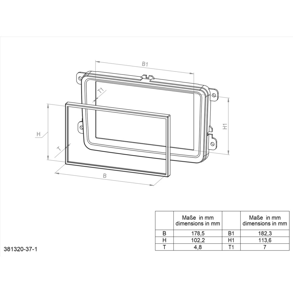 Monteringsram 2-DIN VW Polo/T6.1, svart
