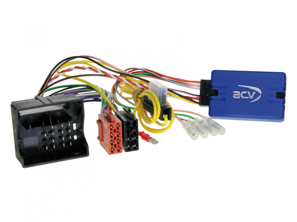 Kablage för rattstyrning med Quadlock och CAN-Bus, flera färgade sladdar.