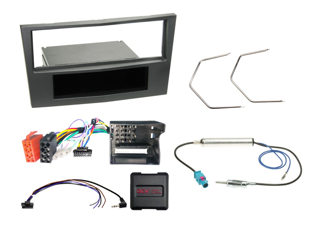 1-DIN Installationskit med prylfack Opel, charcoal