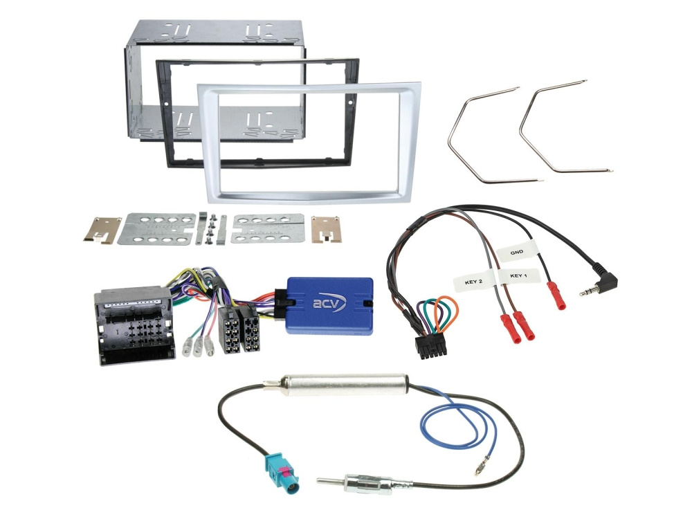 ACV Installationskit 2-DIN Opel, ljus matt krom
