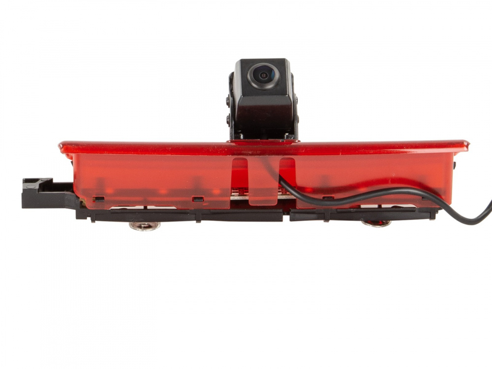 En röd bakkamera för VW Caddy med monteringsdel.