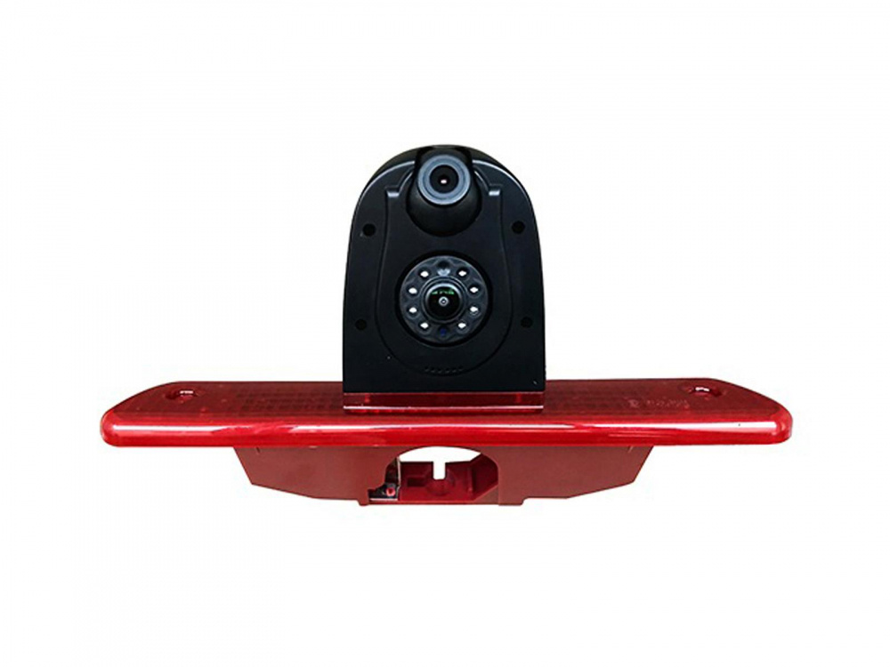 Backkamera för Citroën Jumpy, monterad på en röd platta.