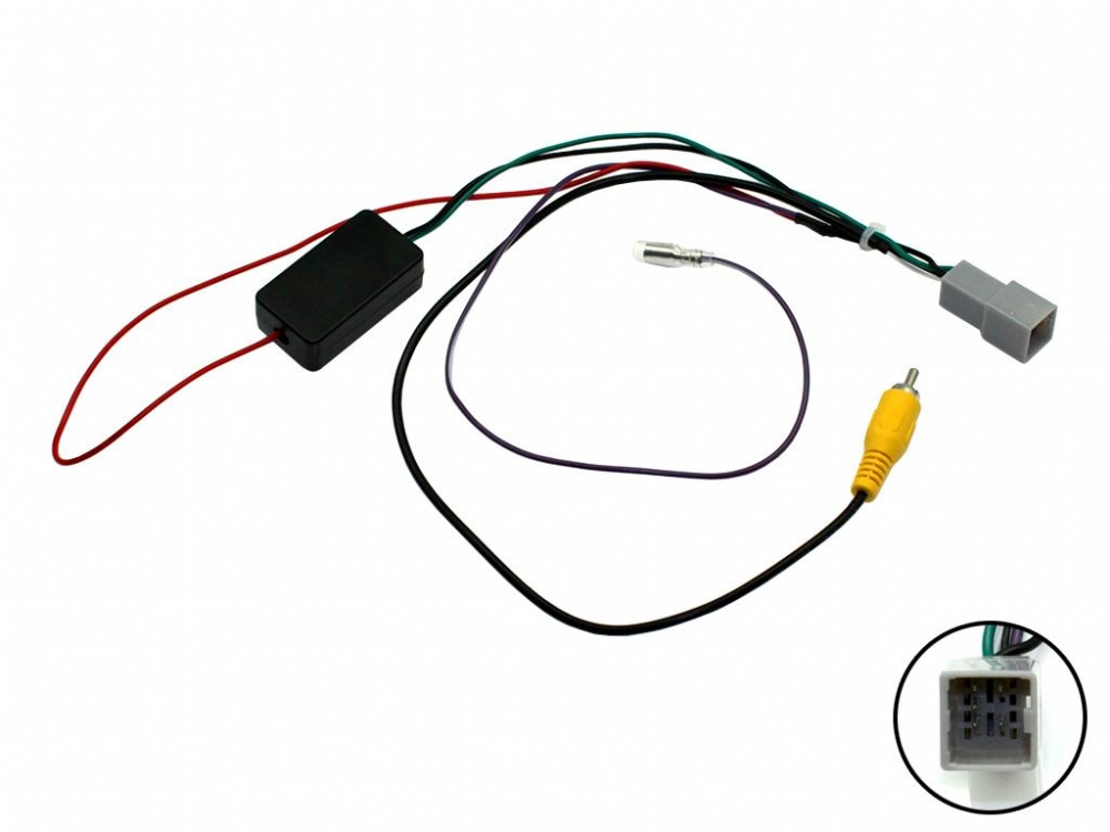 En kabelsats för installation av backkamera till Mitsubishi-fordon.