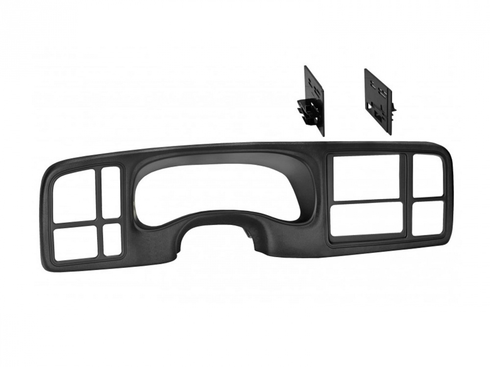 Monteringsram för dubbeldin stereo, svart plast, med fästen.