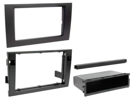 Monteringsram för Audi A4 02-06 med olika delar för installation.