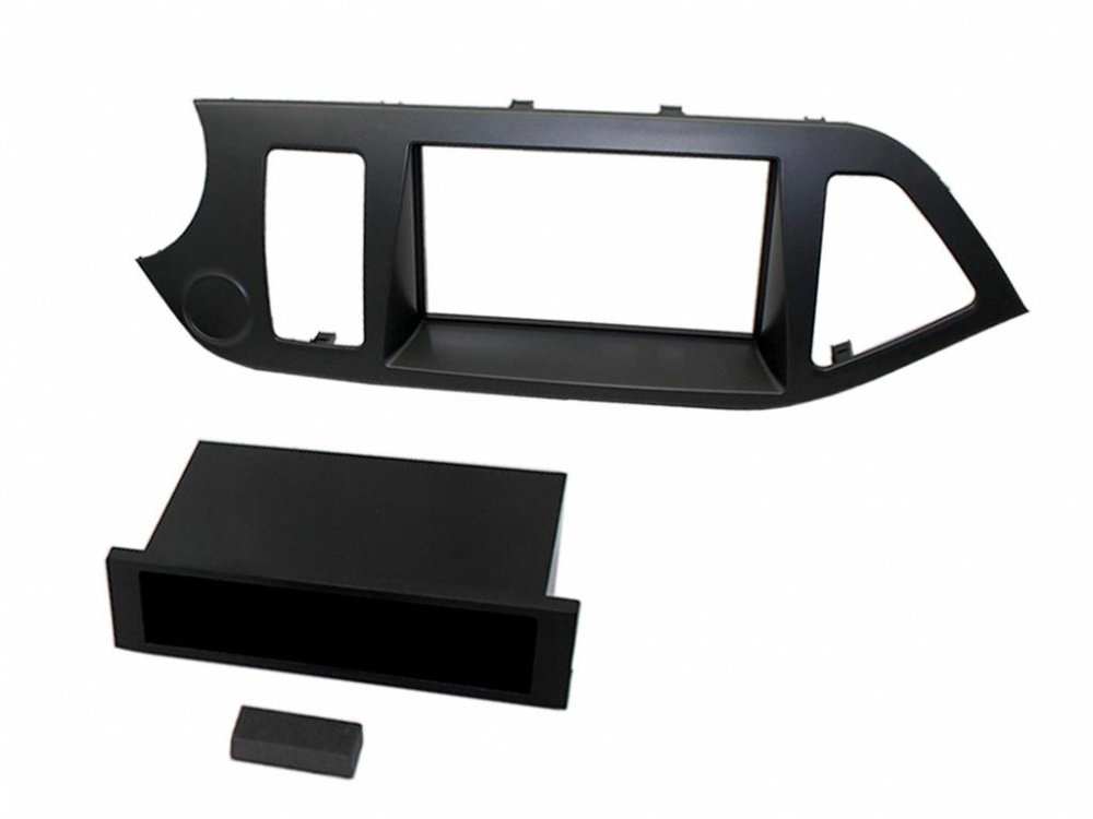 Monteringsram för Kia Picanto 2011> 1/2DIN, svart plastkomponent.