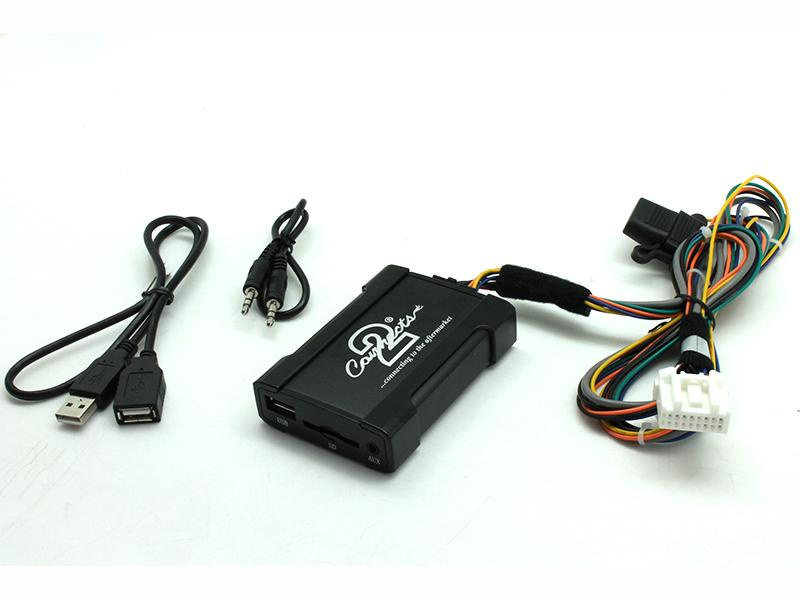 USB-adapter för Mazda 2006-2009, inklusive kablar och anslutningar.