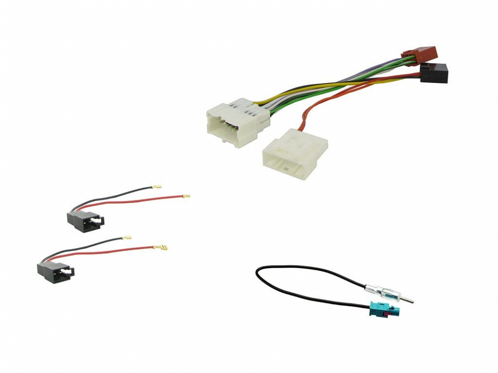 Installationskit för Dacia Duster med kablar och kontakter.