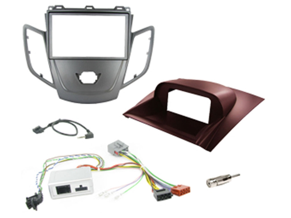 Installationskit för Ford Fiesta 08-10, innehåller ram och kablar.