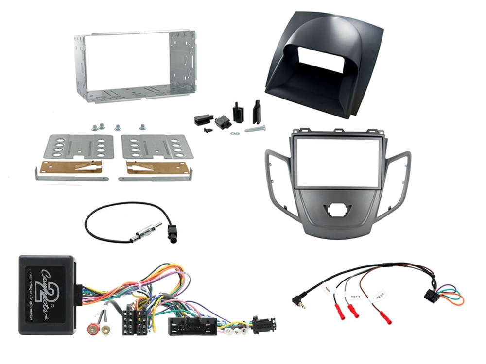 Installationskit för bilradio, inklusive ram och kablage för Ford Fiesta 10-12.