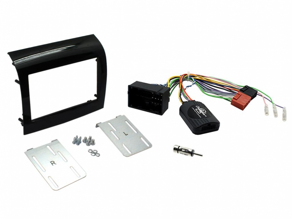 Installationskit för Fiat Ducato, innehåller ram, kontakter och skruvar.