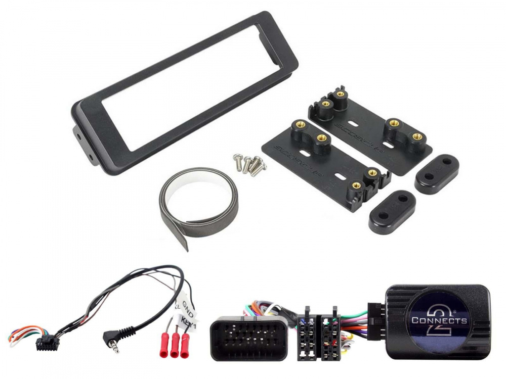 Installationskit för Harley Davidson med fästen och elektriska komponenter.