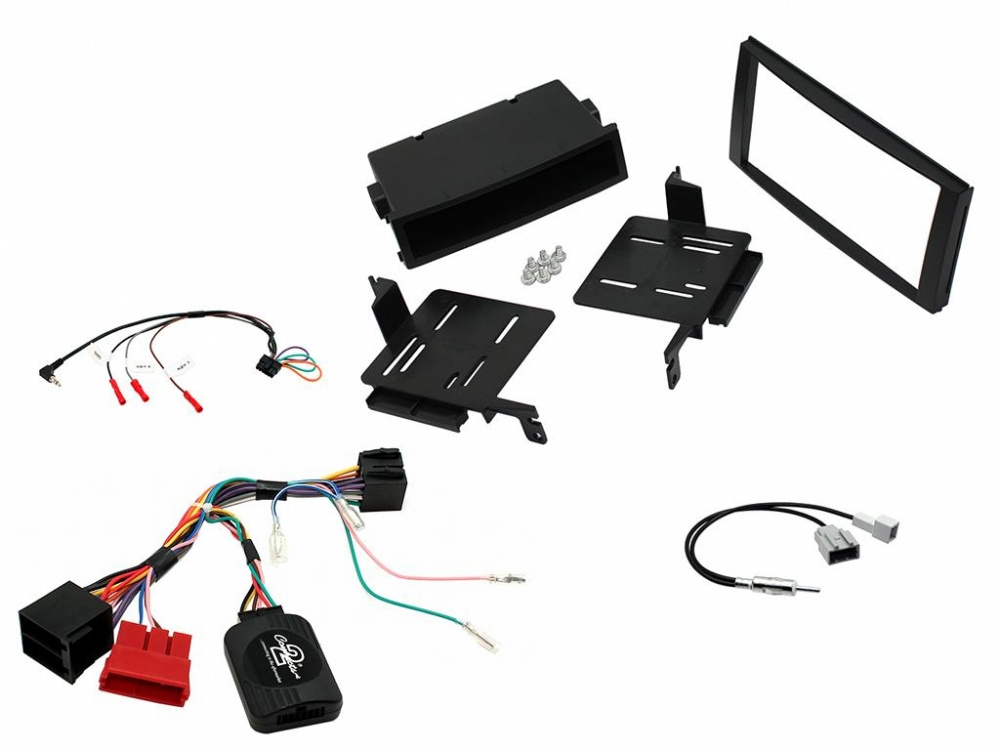 Installationskit för Hyundai Santa Fe 10-12, inklusive kablar och fästen.