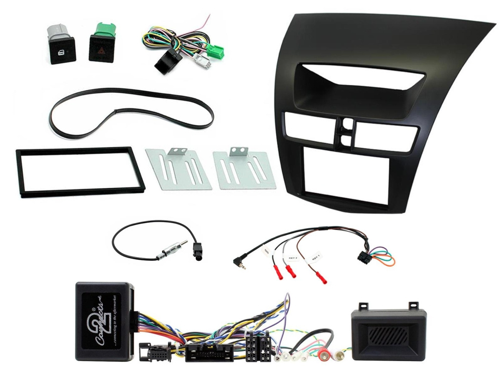 Installationskit för Mazda BT-50 2012 med diverse bildelar och kablage.