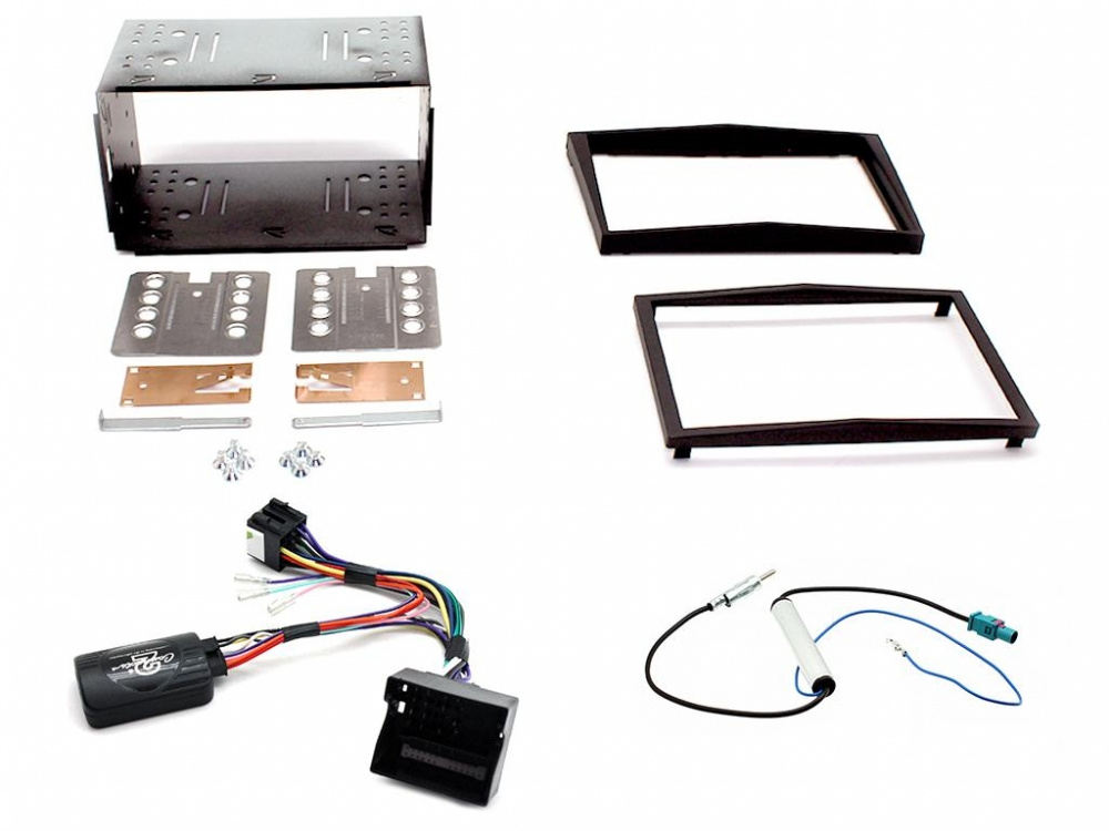 Installationskit för stereo med ram, plattor, kablar och fästen för Vauxhall Astra 04-10.