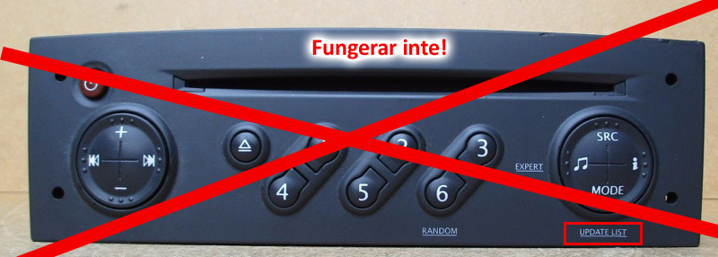 Rattstyrningskablage för Renault, med trasig display och kontroller.