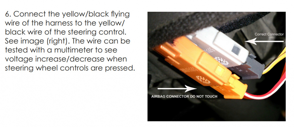 Instruktion för anslutning av rattstyrningskablage.