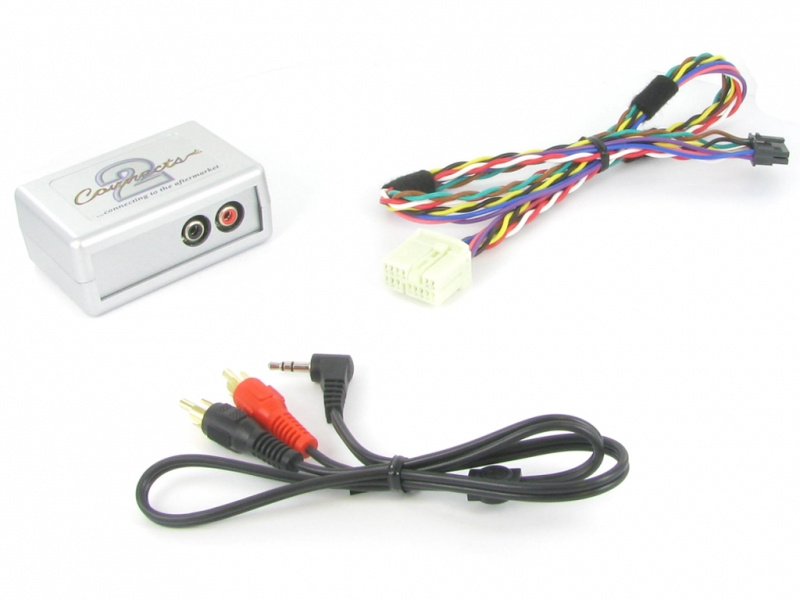 En Honda Aux-adapter med kablar för ljudanslutning.