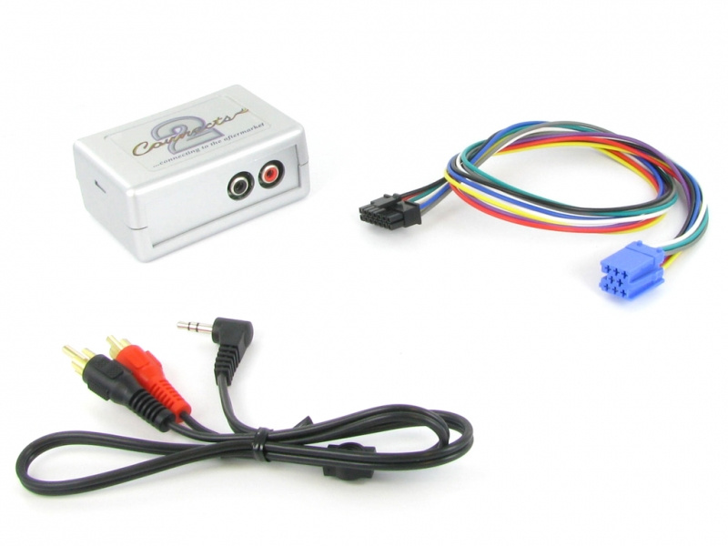 Aux-adapter för Volkswagen med kablar och kontakt för ljudanslutning.