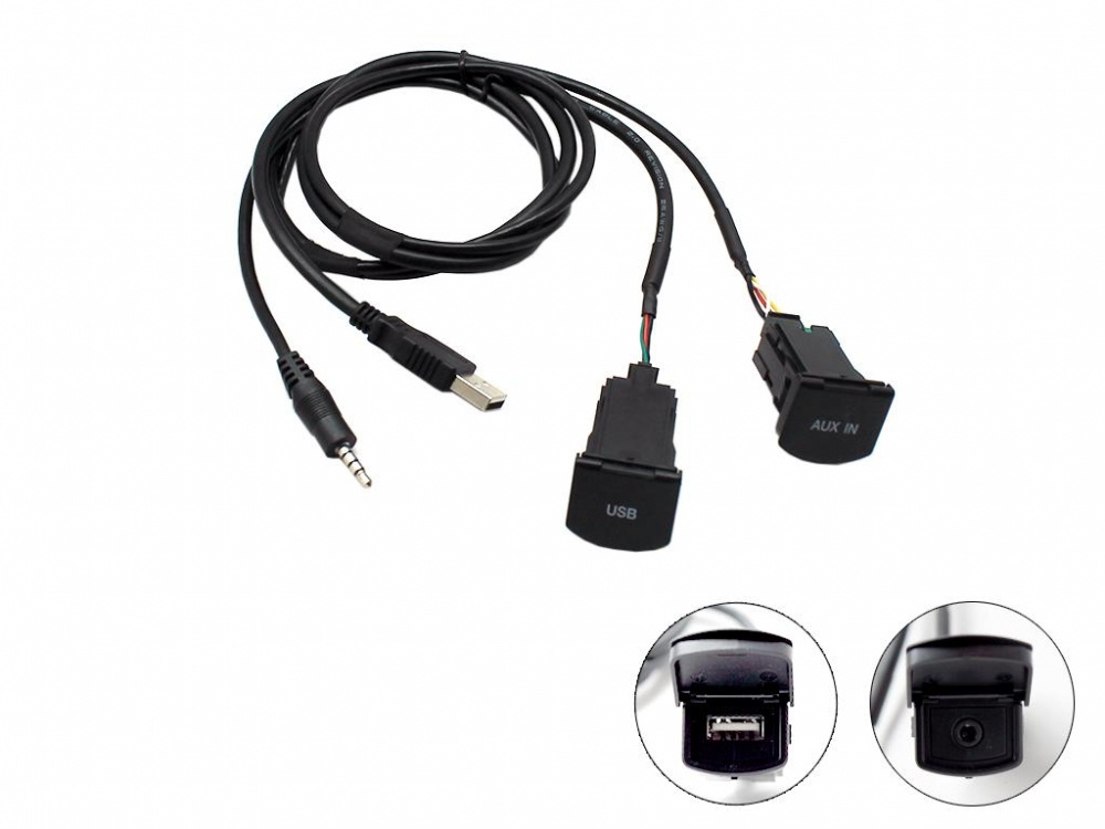 Aux- och USB-adapter med kablar för Volkswagen Polo 14 och senare.