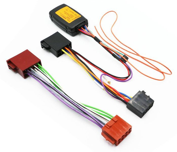 Rattstyrningskablage för Saab 9-5 med Denso-navigation.