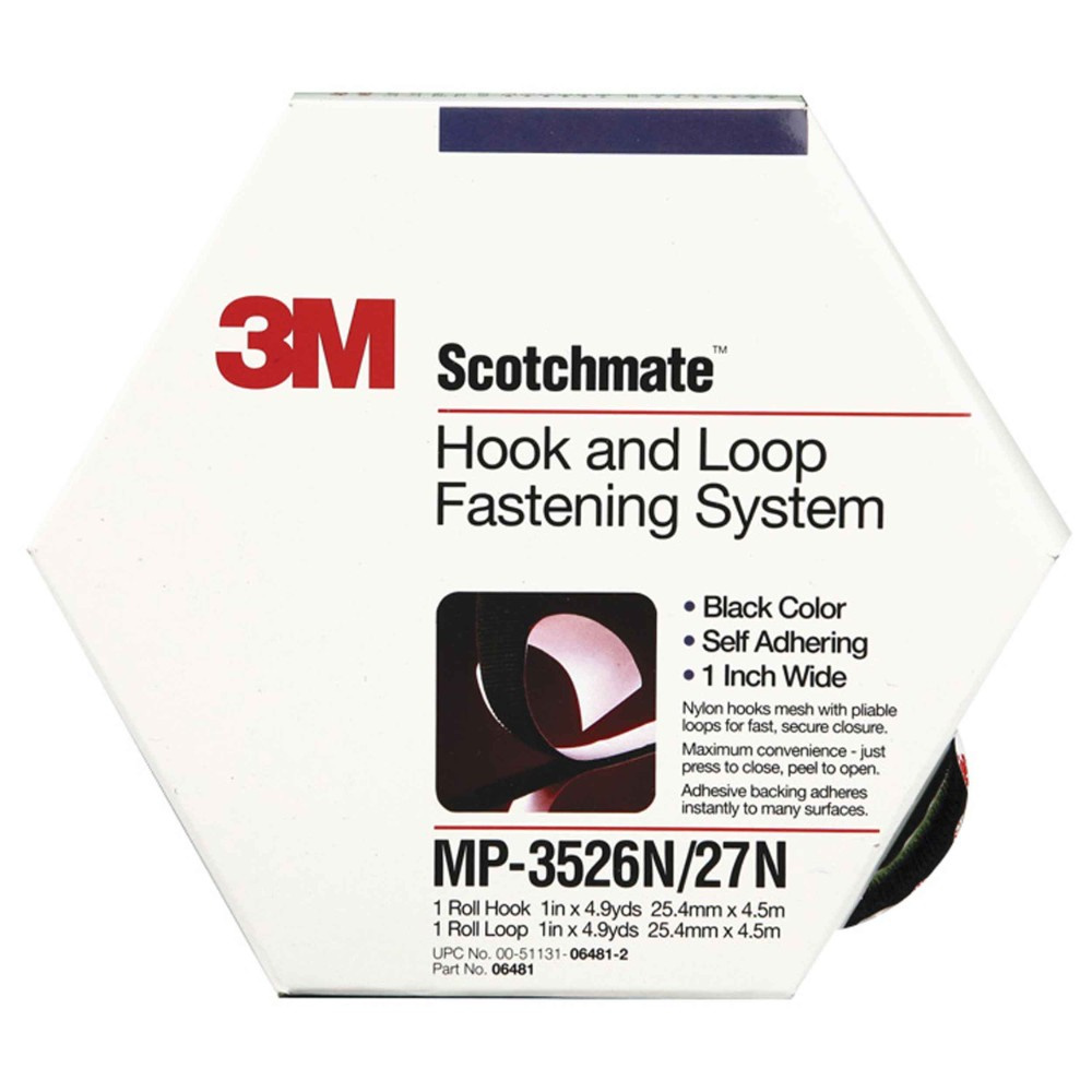 3M kardborretejp 25 mm x 4.5 m, svart, krok och ögla