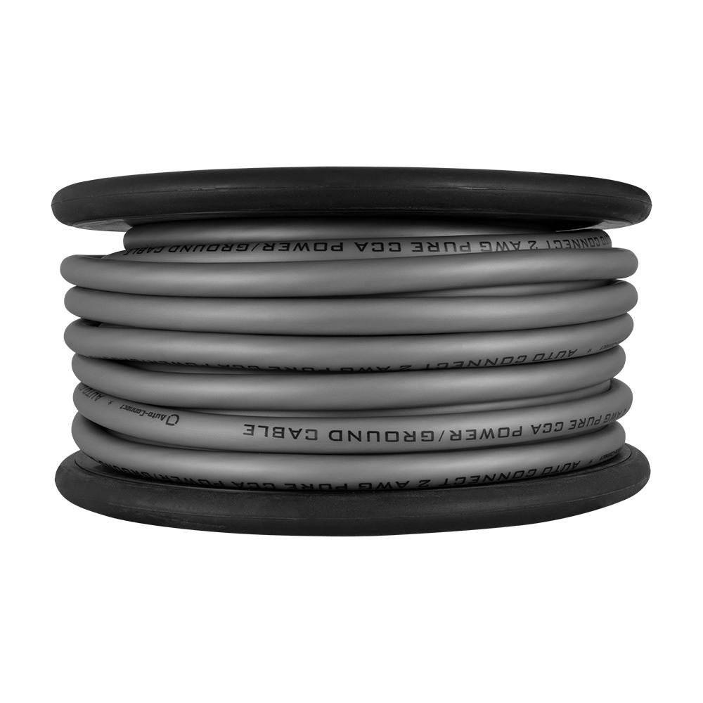 En grå strömkabel av typen Auto-Connect CCA, 35mm², ihoprullad på en spole.