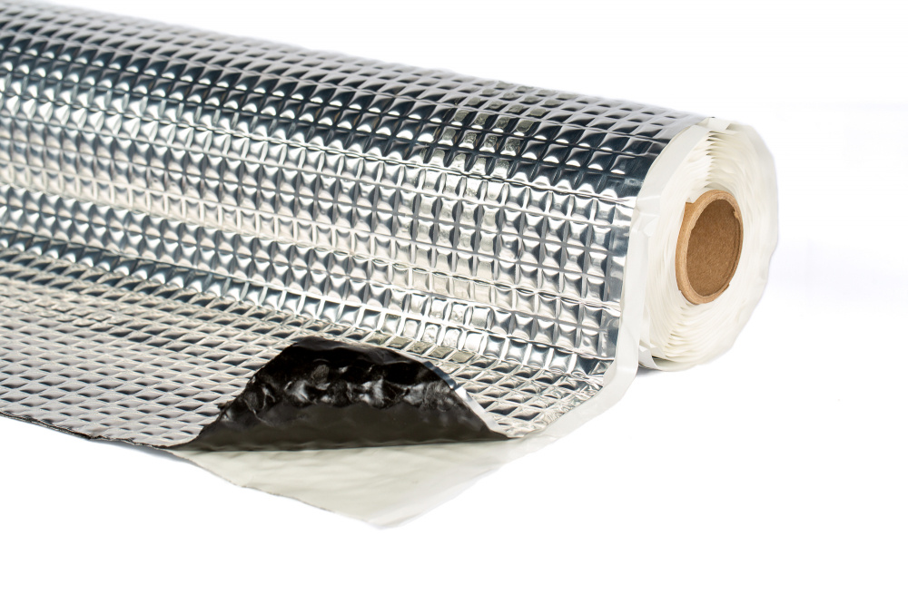 Rulle med silverfärgad dämpmatta för golv, 2 mm tjock.