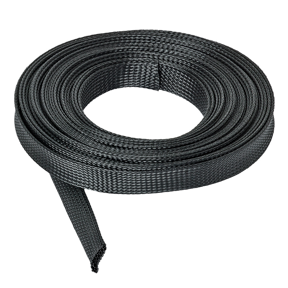 En svart kabelstrumpa, 20-36 mm, 10 meter lång, synlig i rulle.