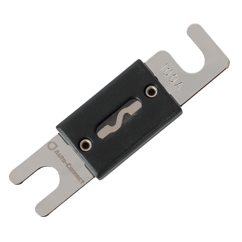 ANL-säkring, 100A, med metallkontakter och centralöppning.