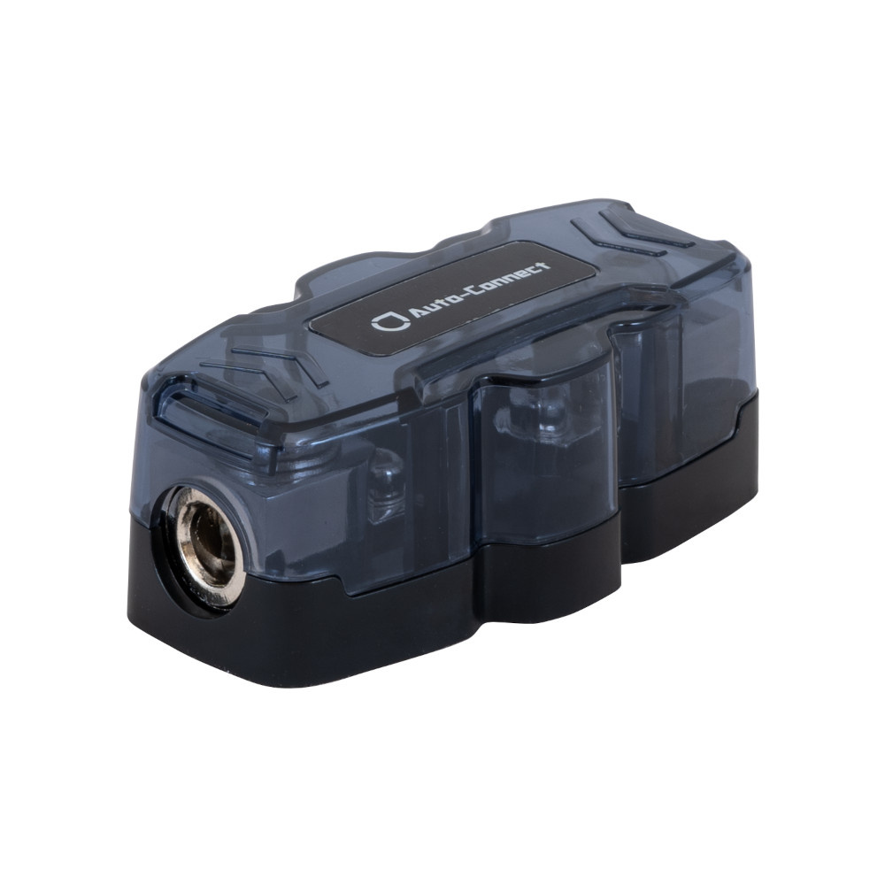 En svart och genomskinlig säkringshållare för kablar.