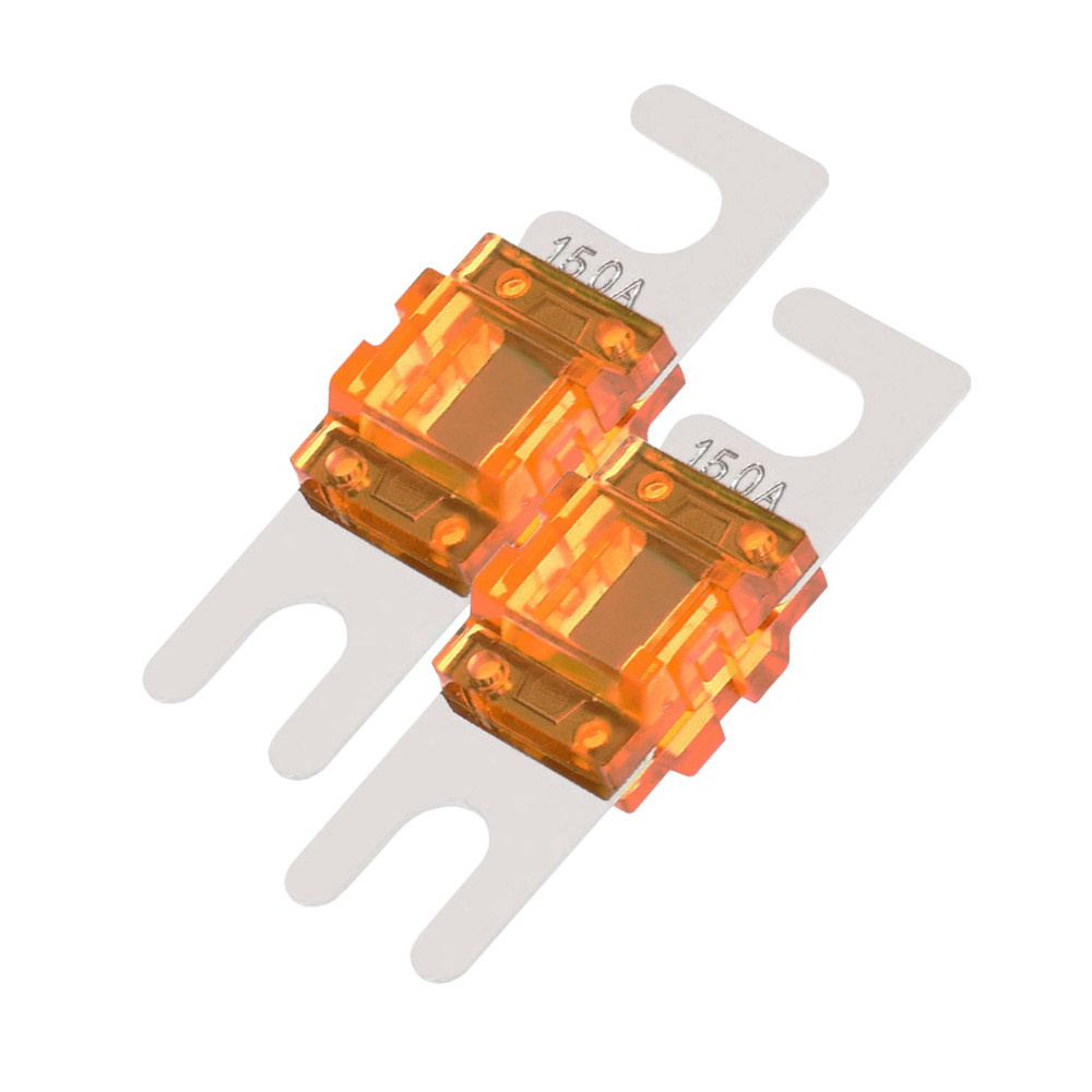 Två orange AFS-säkringar, 150A, för elektriska system.