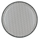 Auto-Connect Hexagon högtalargaller, 15 tum Ett runt högtalargaller med hexagonalt mönster i svart färg.