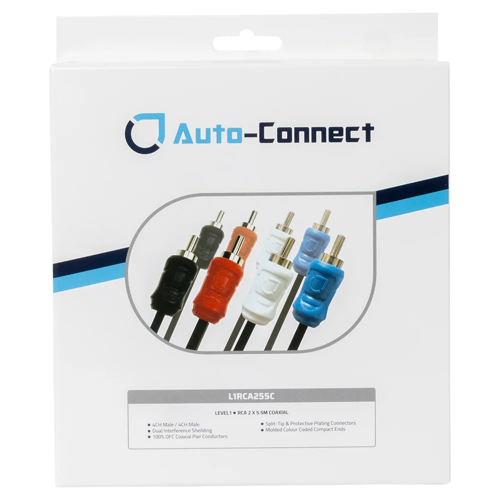 Auto-Connect 4-kanalig koaxial lågnivåkabel 5.5 meter, Level 1