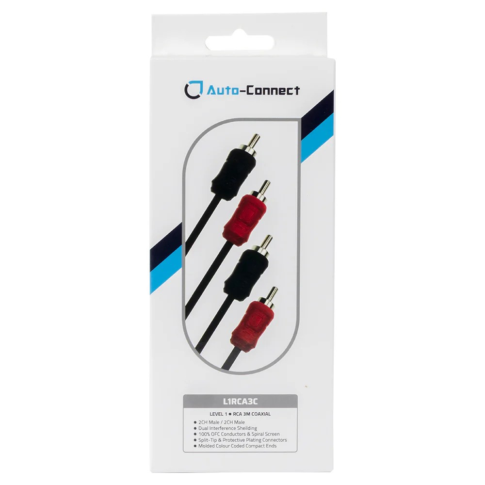 Auto-Connect koaxial lågnivåkabel 3 meter, Level 1