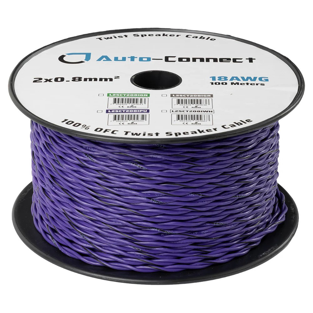Auto-Connect tvinnad högtalarkabel 2x0.8mm² lila, pris per meter