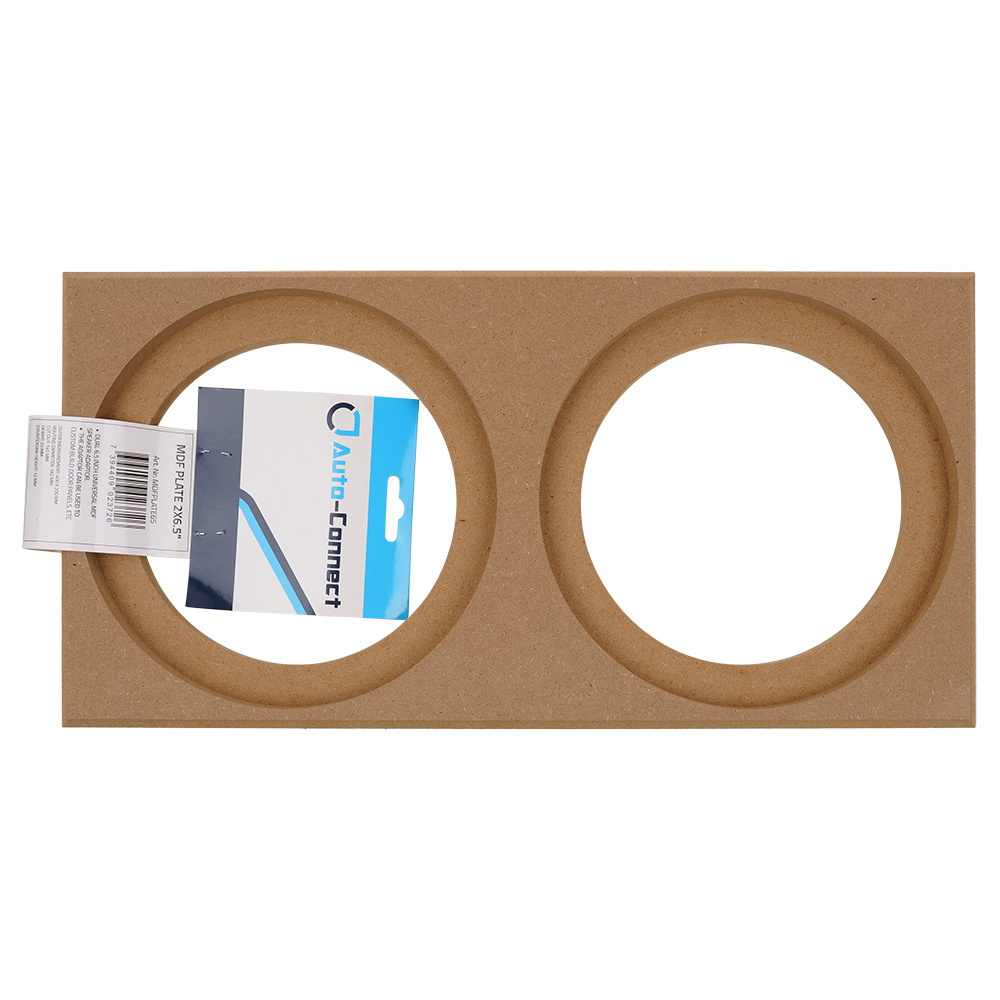 MDF-monteringsplatta med två cirkulära öppningar, storlek 2x6,5 tum.